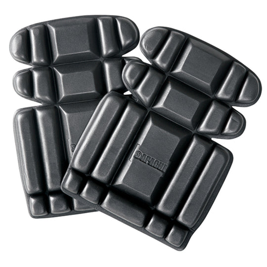 A pair of black ergonomic knee pads by Apache, model APKNEE.