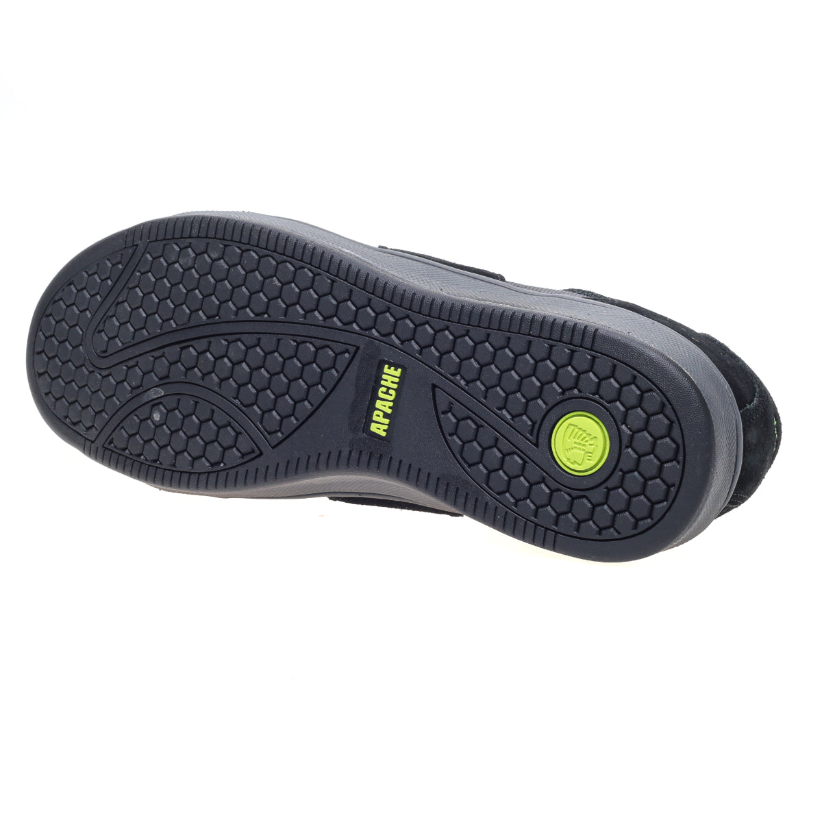 Angled view of the black suede Apache Kick safety trainer.