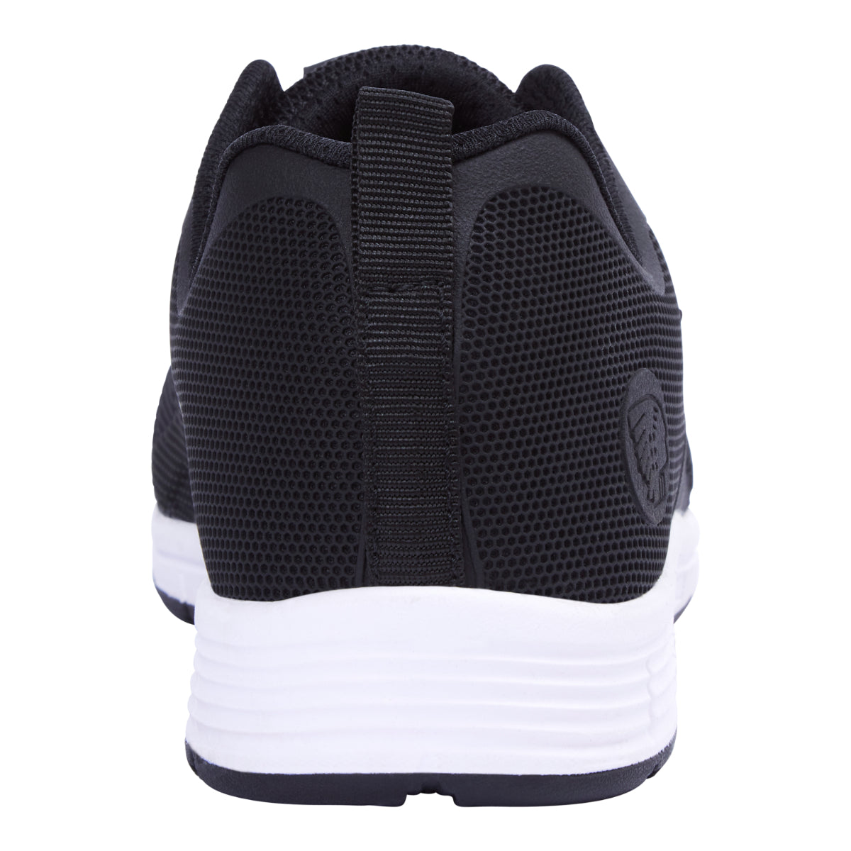 Rear three-quarter view of the black Apache Vault sports trainer.