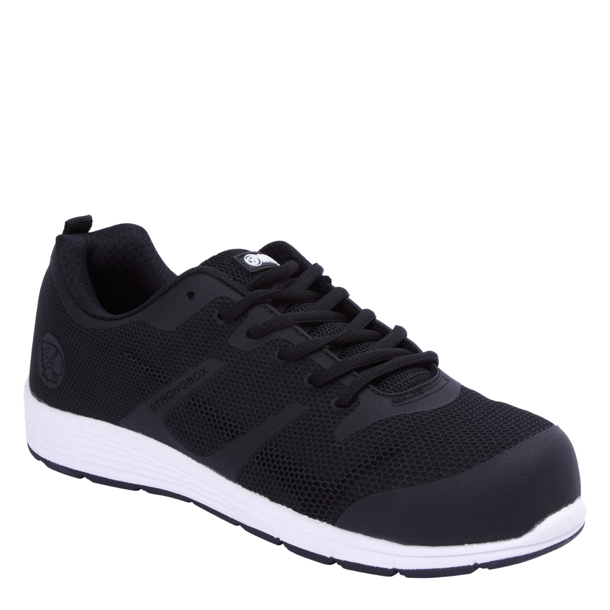 Apache Vault lightweight sports-style safety trainer in black, side view.