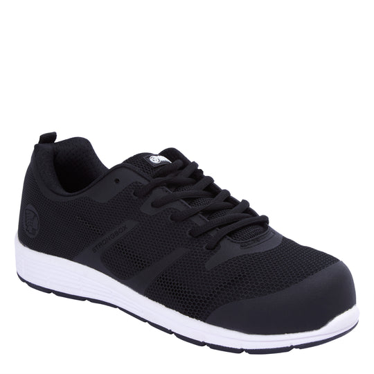 Apache Vault lightweight sports-style safety trainer in black, side view.