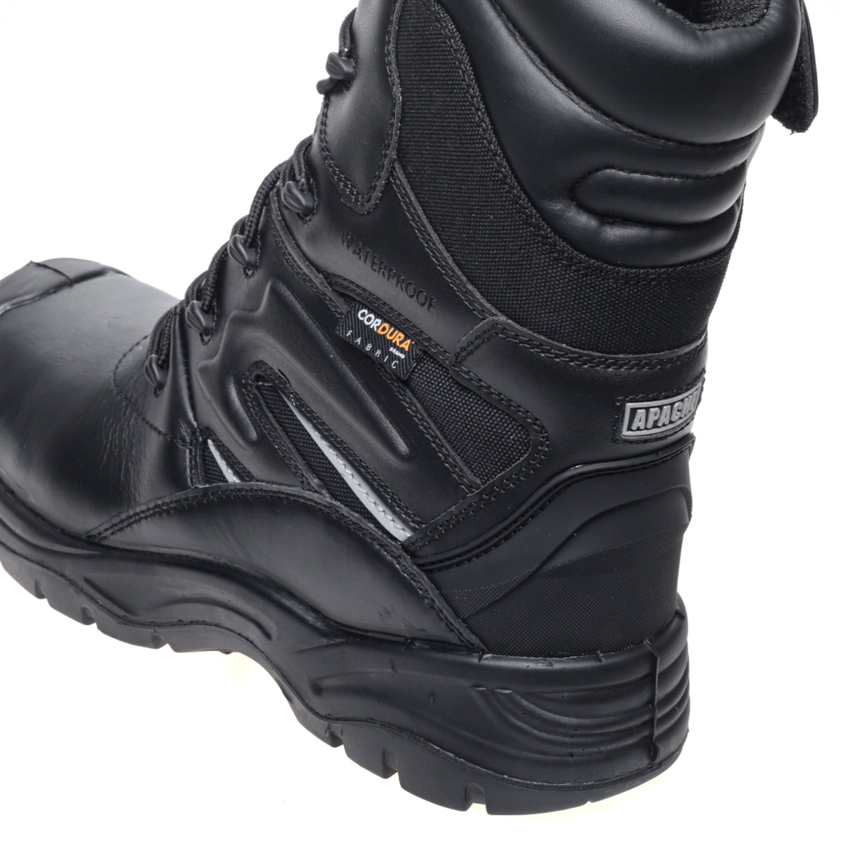 Apache Combat boot showing ankle support and pull loop.