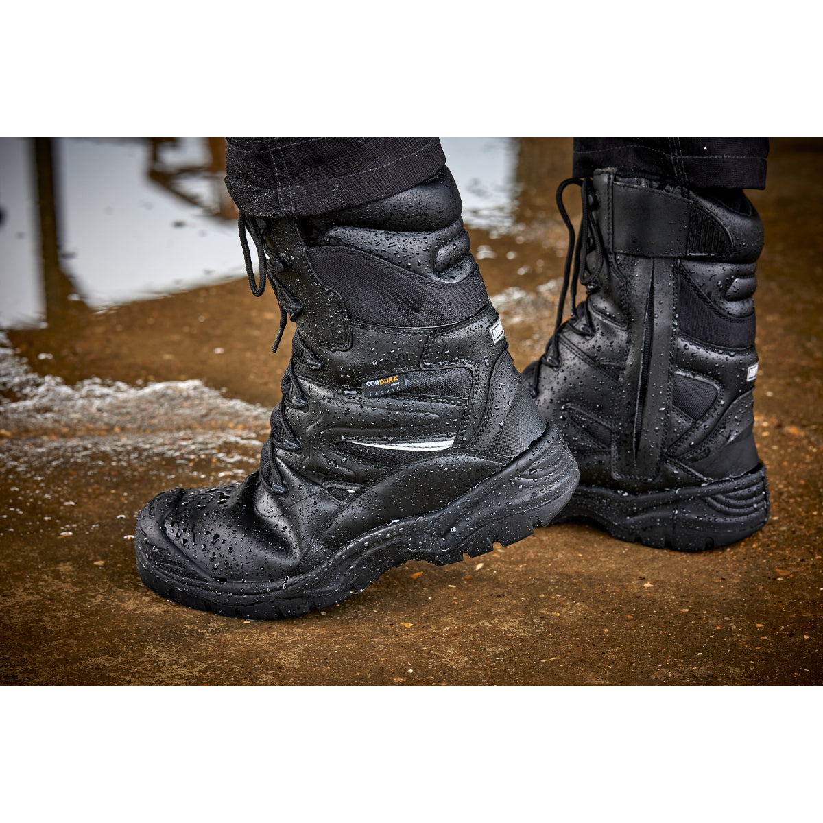 Close-up: rugged high-traction outsole on the Apache Combat boot.