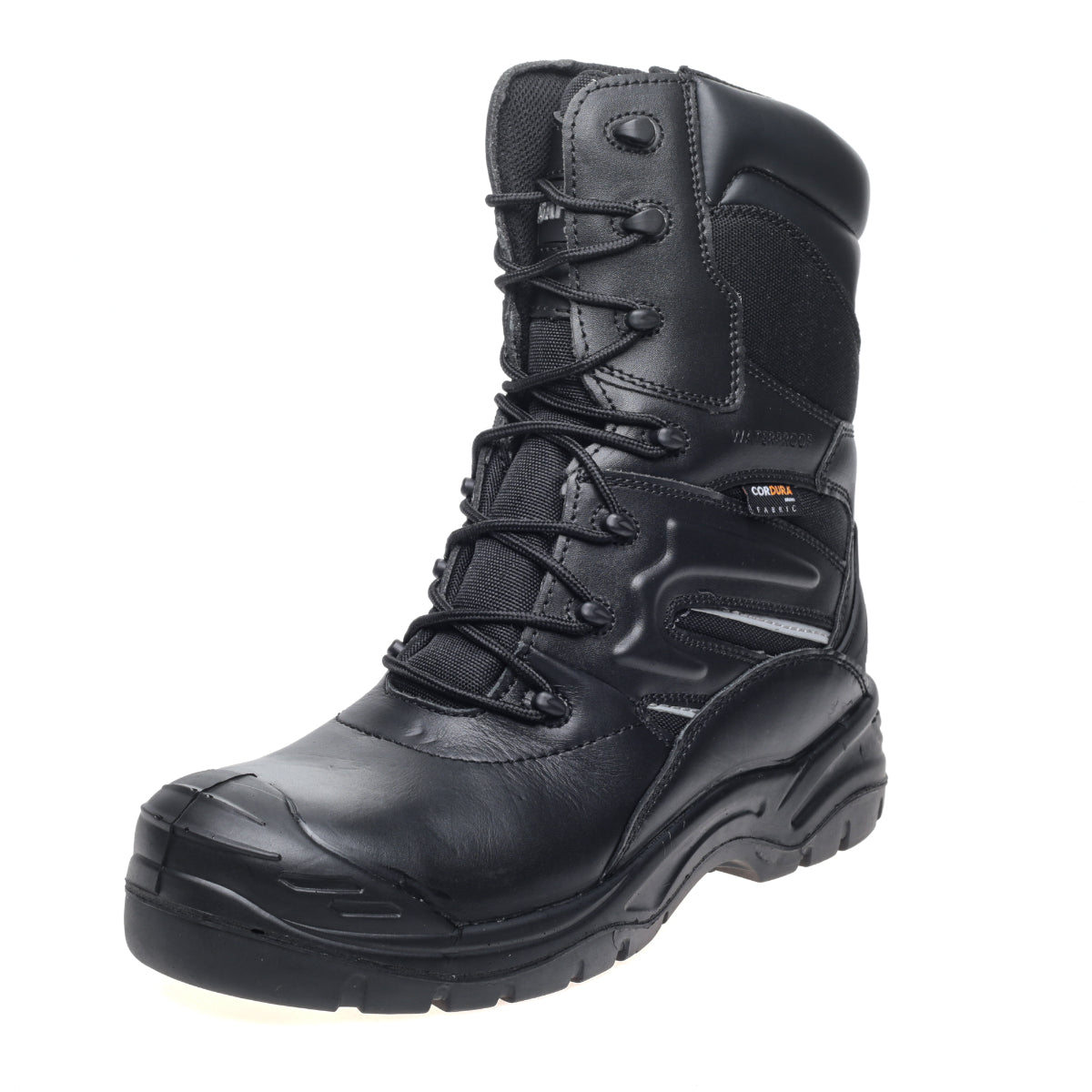 black Apache Combat non-metallic high-leg safety boot.