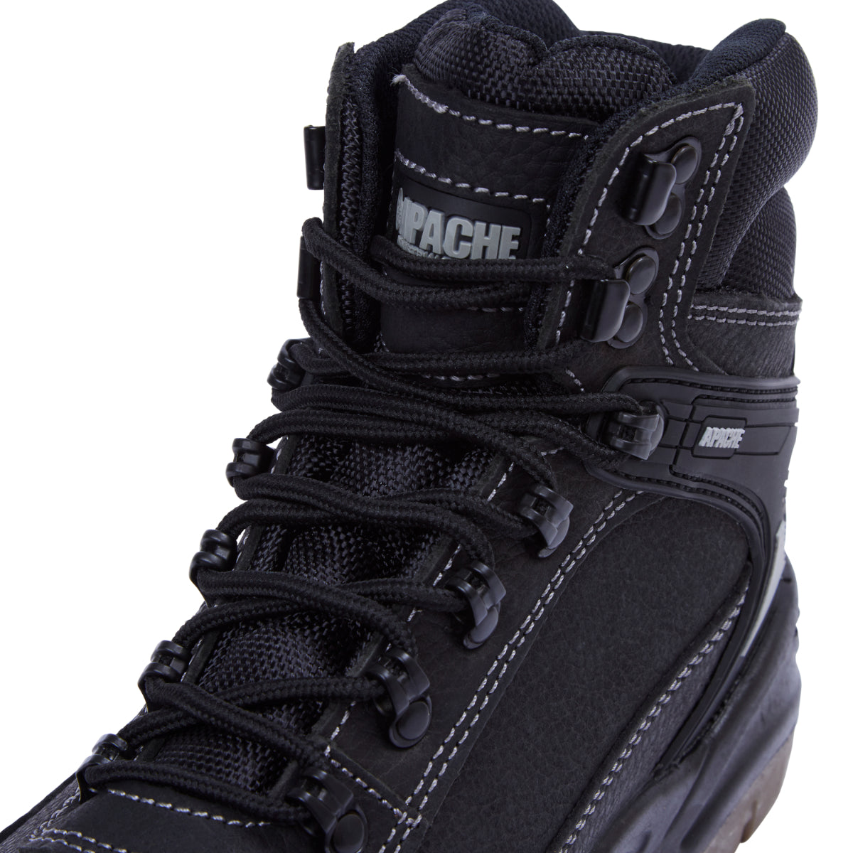 Close-up on the eyelets and durable material of the Ranger hiker.