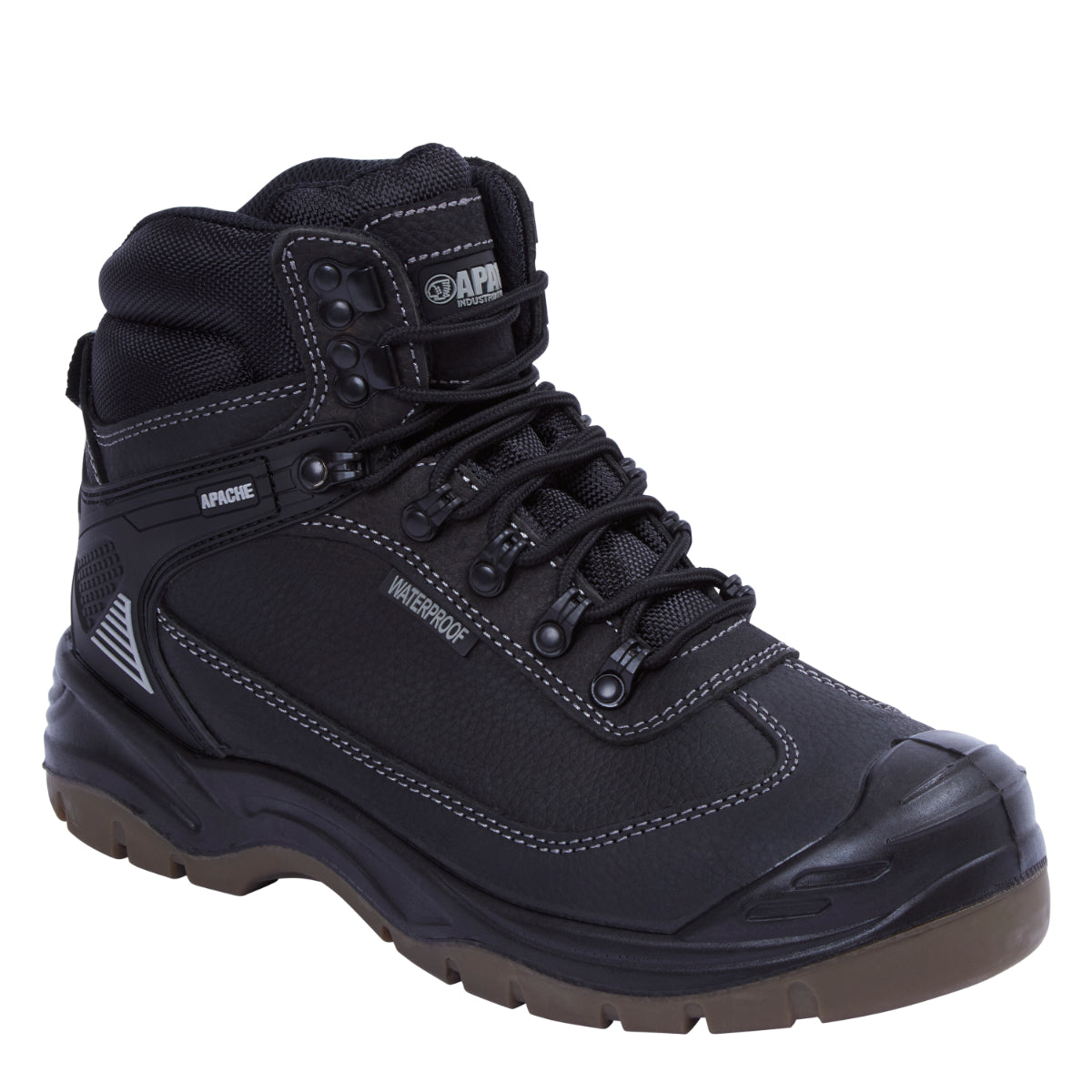 Apache Ranger waterproof safety hiker in black, profile view.