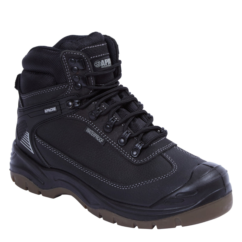 Apache Ranger waterproof safety hiker in black, profile view.