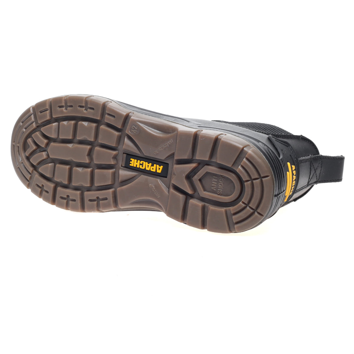 Front angle of the pull-on black safety dealer boot, AP714SM.