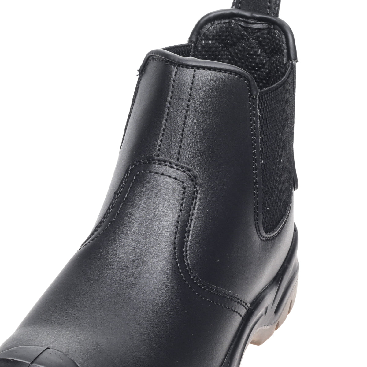 Top-down view into the AP714SM black safety boot.