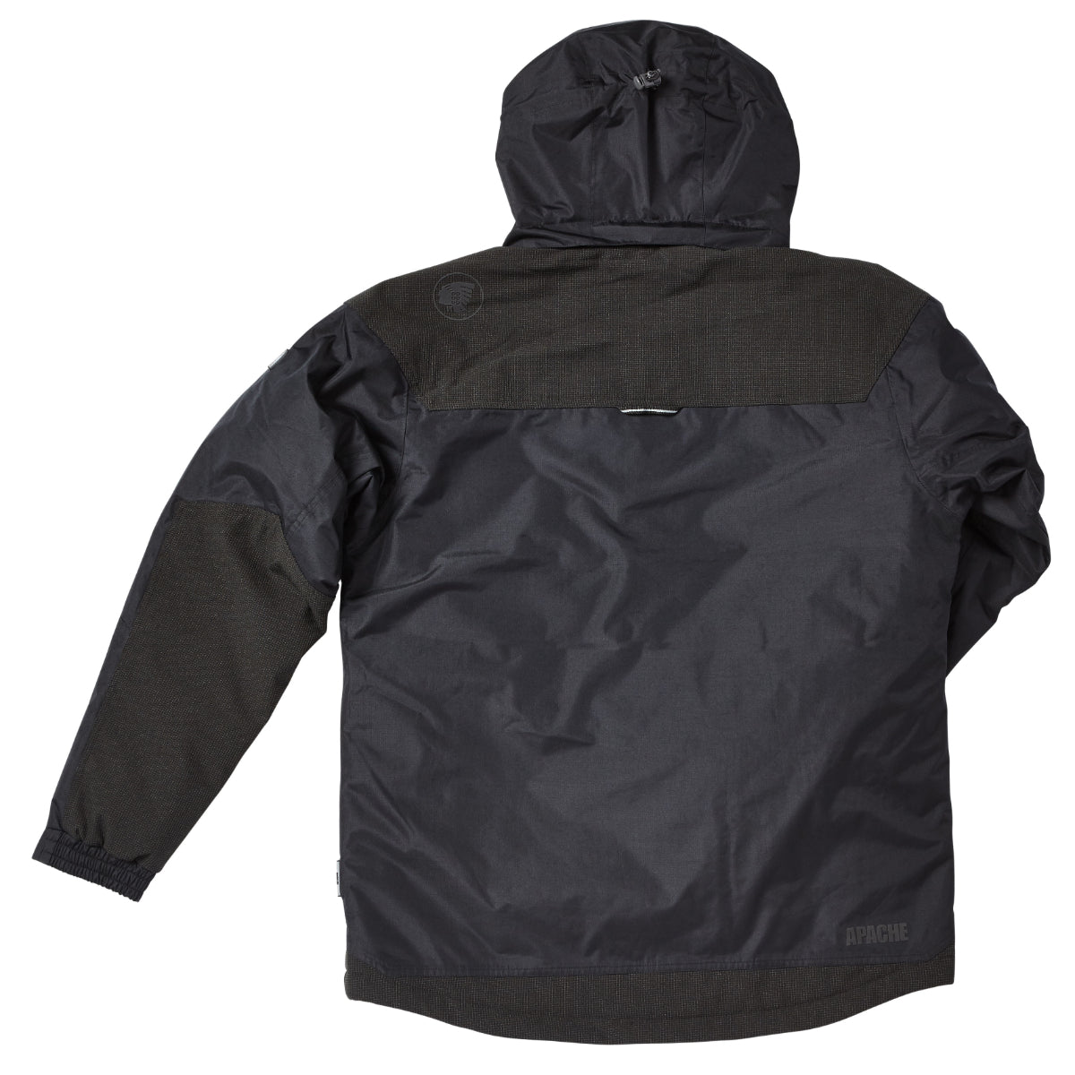 Angled side shot of the black padded Apache ATS waterproof jacket.