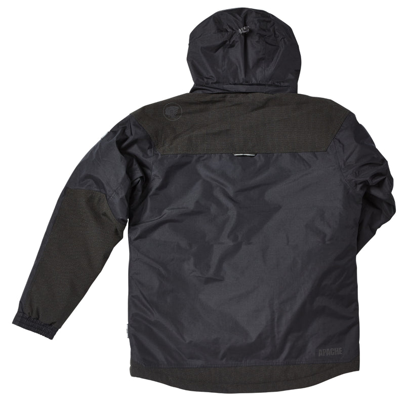 Angled side shot of the black padded Apache ATS waterproof jacket.