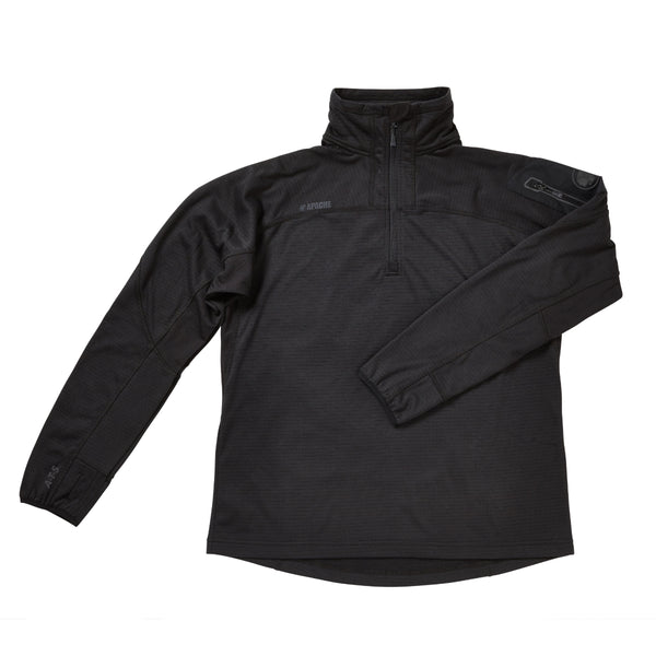 Side profile of the grey Apache ATS tech fleece jacket.