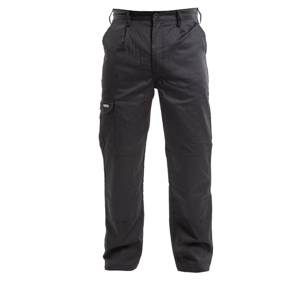 Apache Industry work trousers (APINDBLACK) in black, front profile.