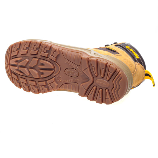 honey nubuck Apache Arizona safety boot's waterproof design.