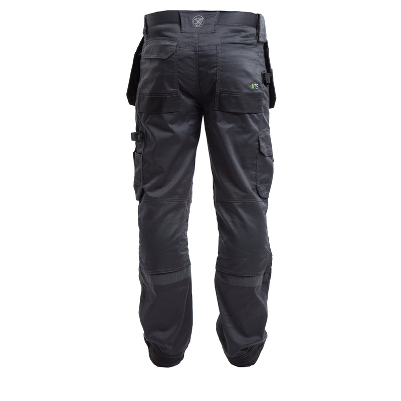 grey Apache ATS 3D Stretch Holster Trousers, showcasing the multi-pocket design and modern fit for workwear.