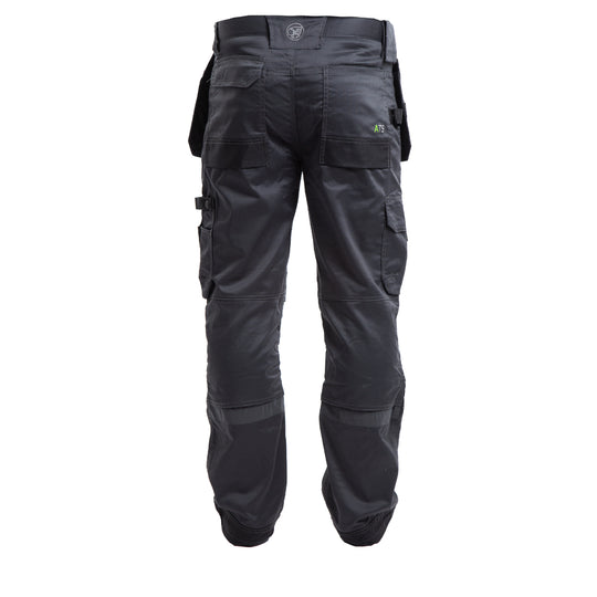grey Apache ATS 3D Stretch Holster Trousers, showcasing the multi-pocket design and modern fit for workwear.
