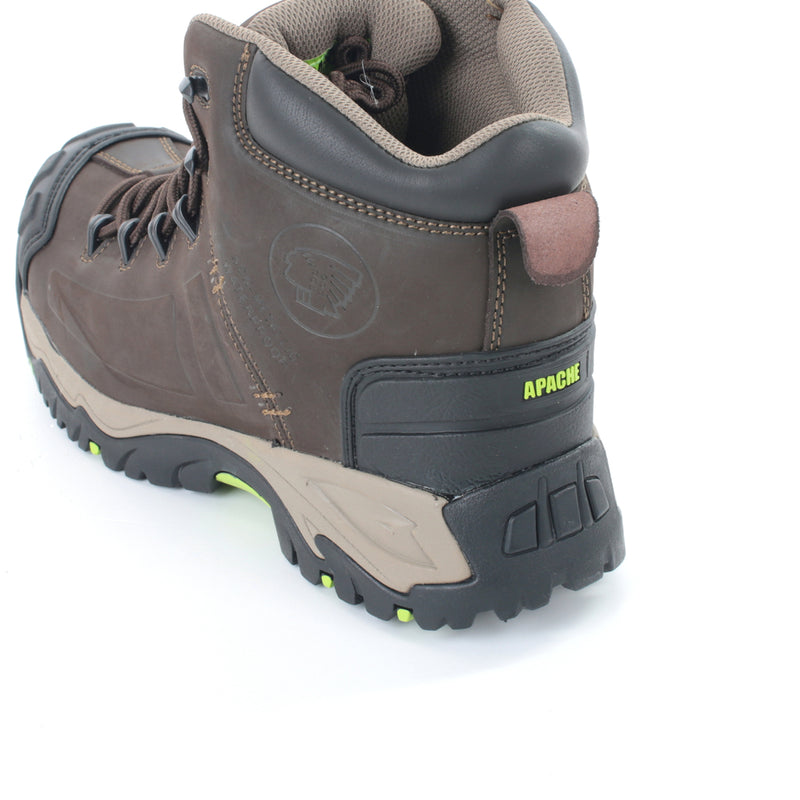 Three-quarter view of the Apache Neptune non-metallic safety boot in brown.