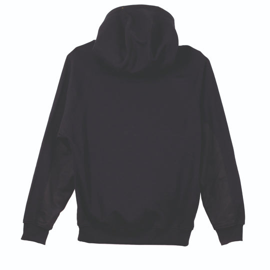 black Apache Zenith heavyweight hoodie showing its fit.