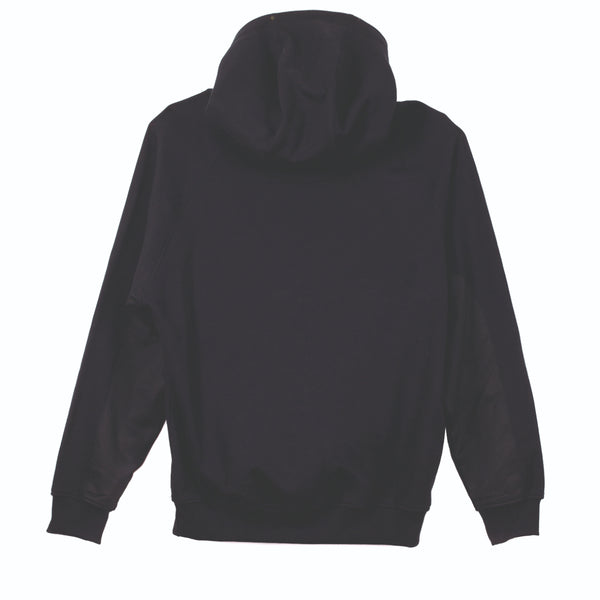 black Apache Zenith heavyweight hoodie showing its fit.
