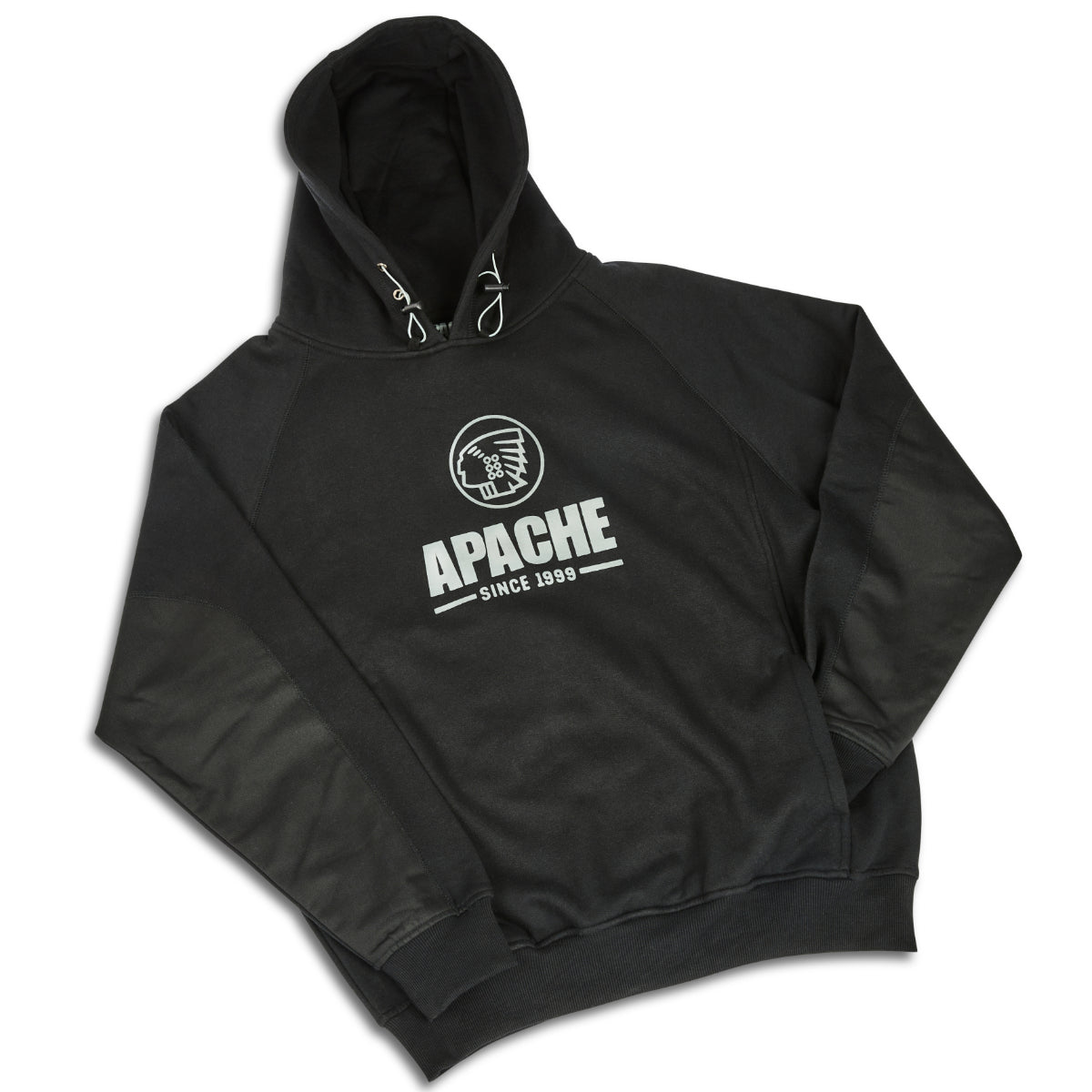 Black Apache Zenith heavyweight hoodie with full hood.