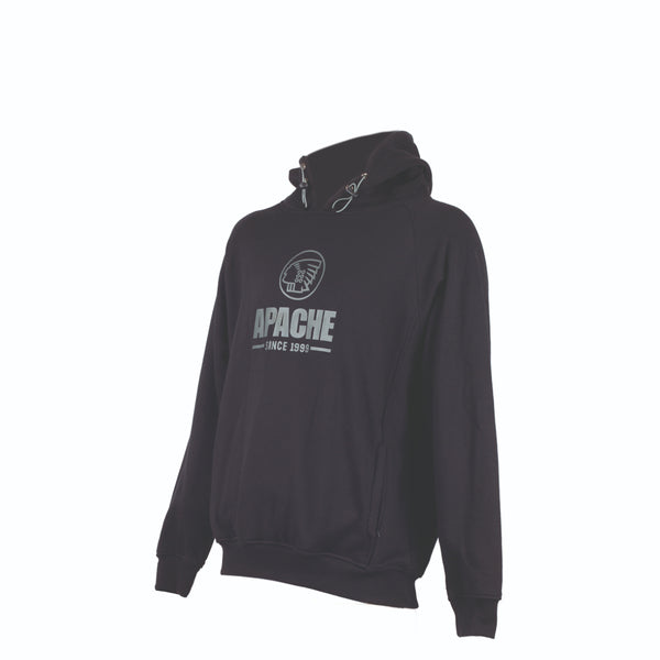 Black Apache Zenith heavyweight hoodie with pouch pocket.