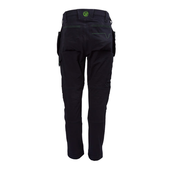 Black Apache Calgary stretch trousers, highlighting the durable holster pockets and utility loops.