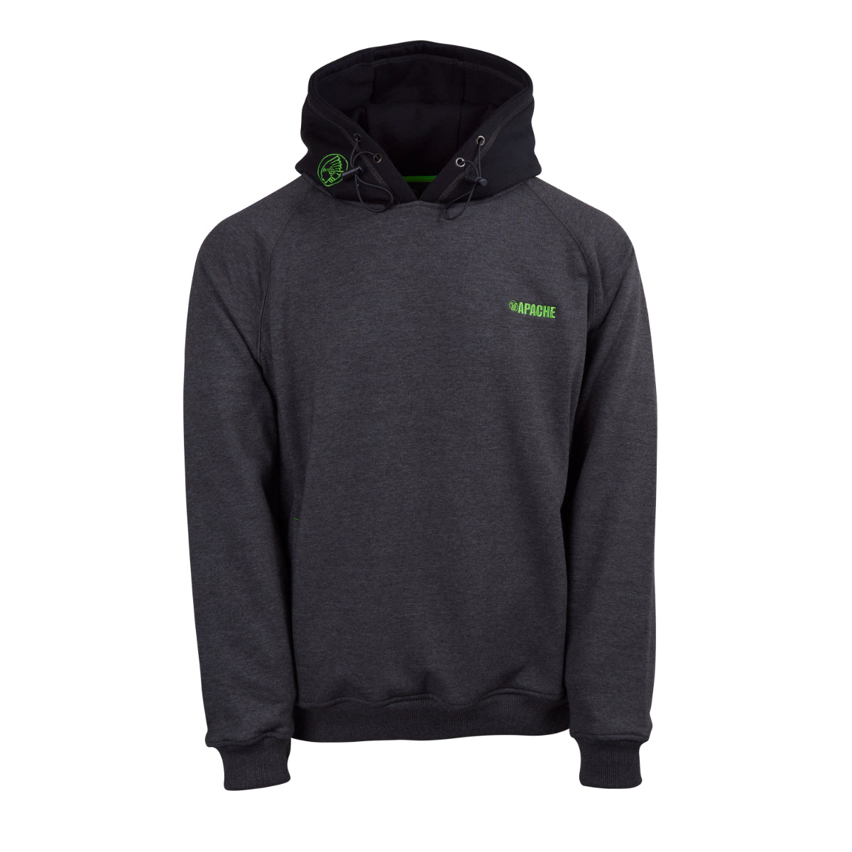 Apache Kingston 320 gsm hooded sweatshirt in grey, front profile.
