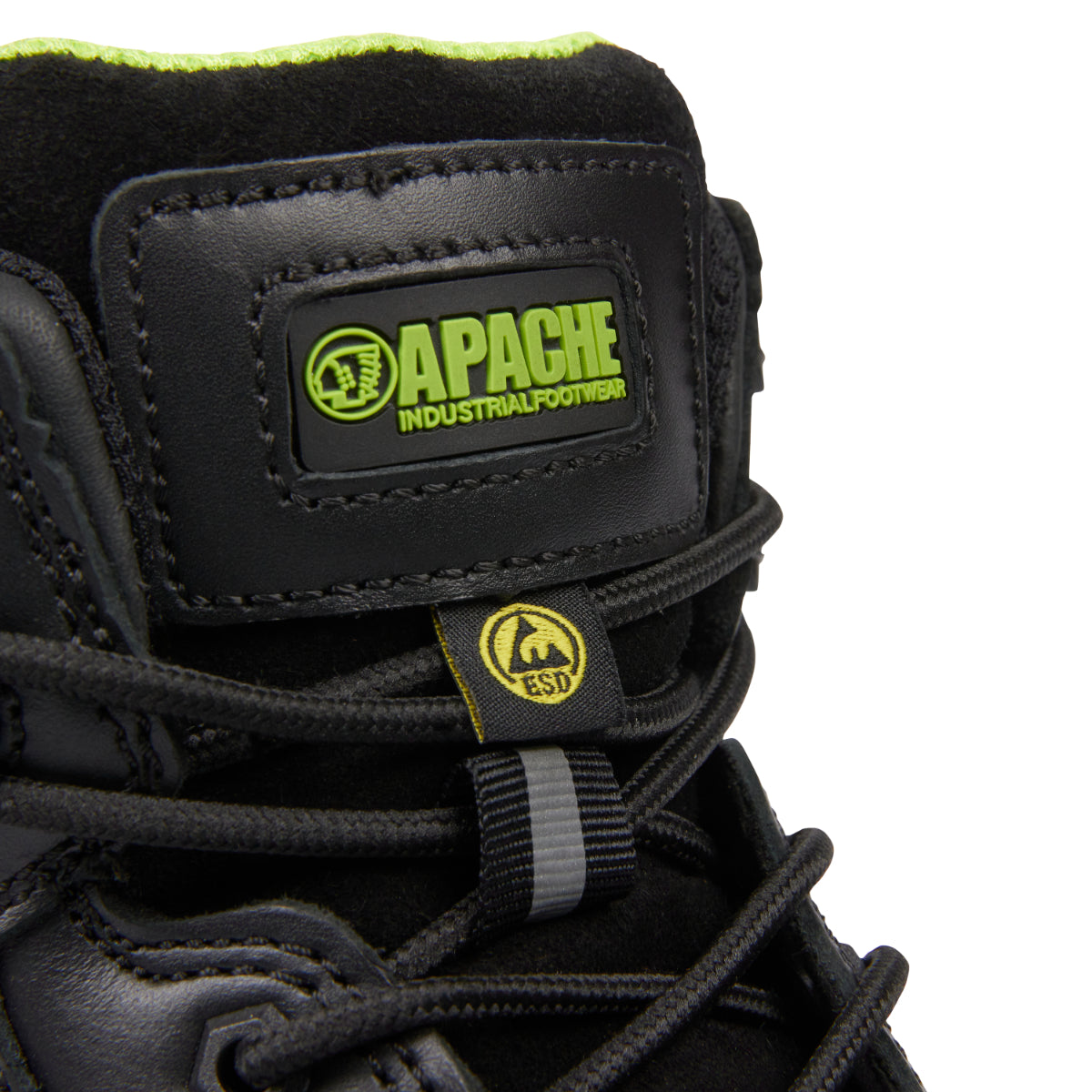 Close-up on the waterproof material and lacing of the Cranbrook boot.