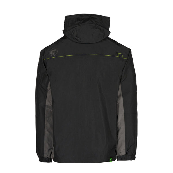 Side view of the black Apache Welland waterproof jacket.