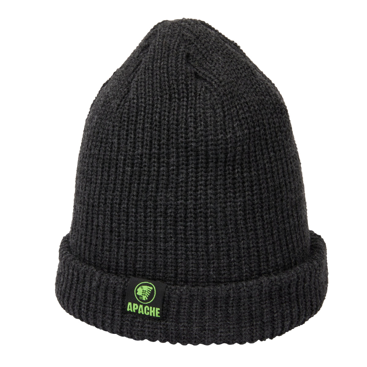 Black Apache Dawson beanie hat with a classic cuffed design, featuring the signature