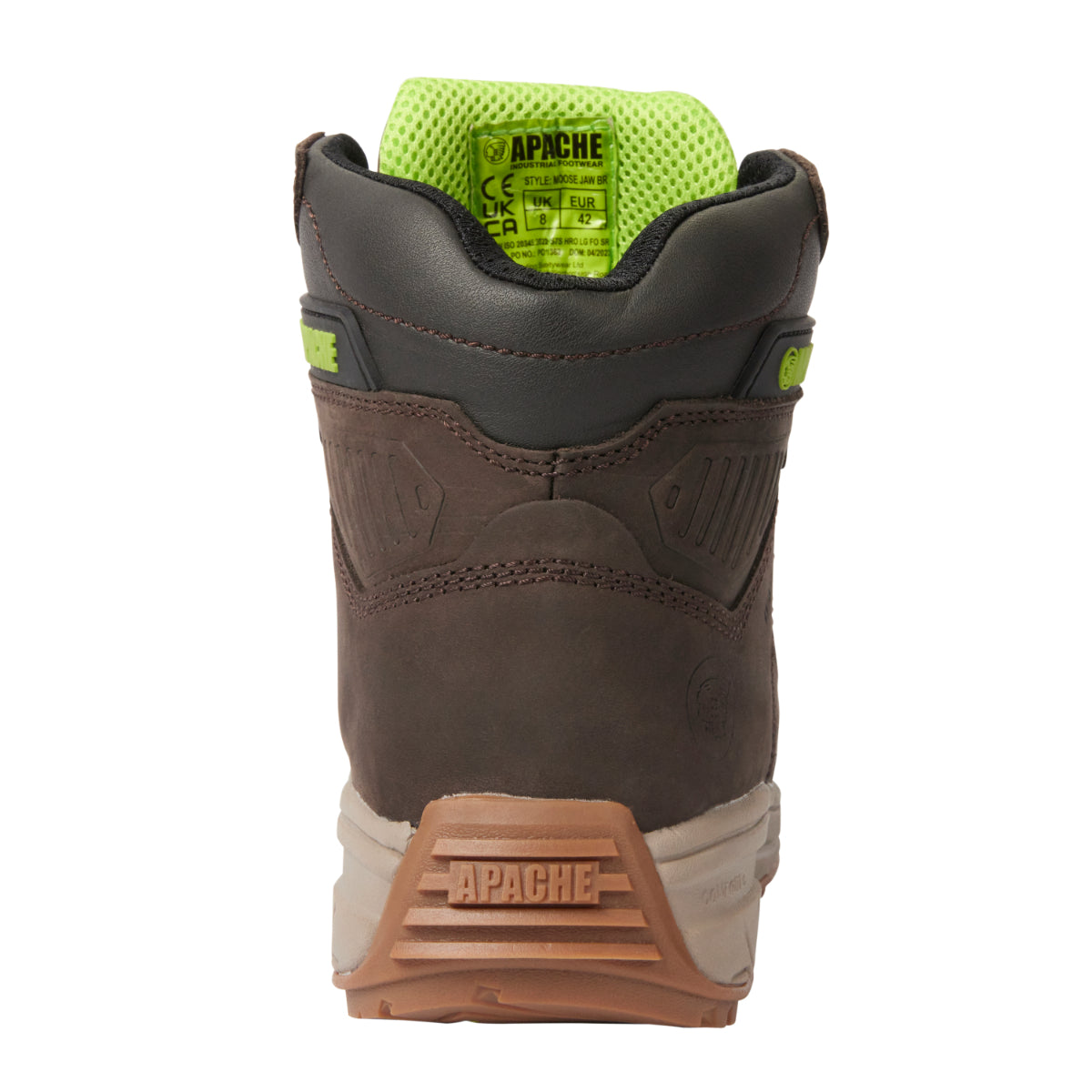Angled view of the rugged Apache Moose Jaw boot with heat-resistant outsole.