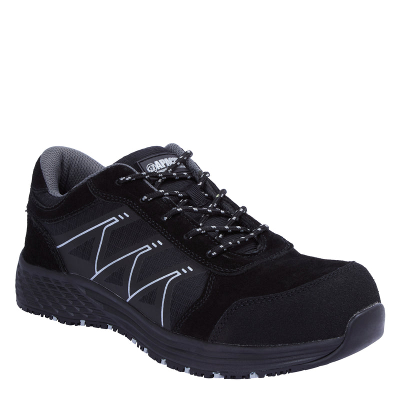 Apache Venus non-metallic safety trainer with black and grey details, side view.