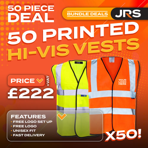 50x Short Sleeve Printed Hi-Vis Vest Bundle