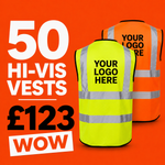 50x Short Sleeve Printed Hi-Vis Vest Bundle - thumbnail 1