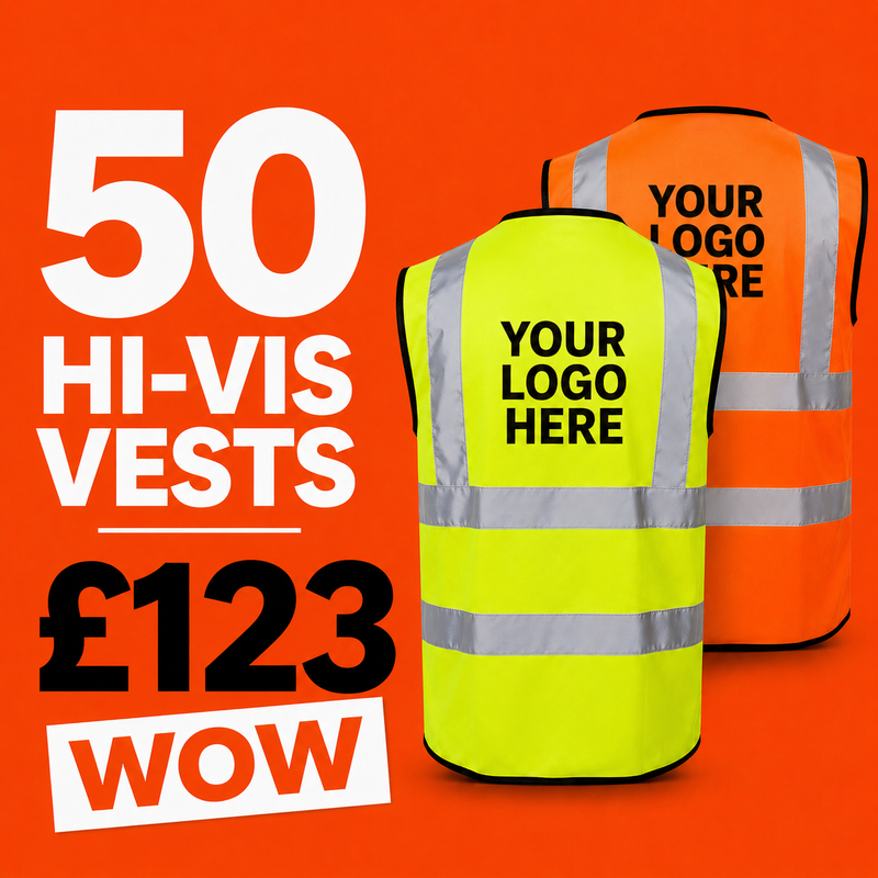 50x Short Sleeve Printed Hi-Vis Vest Bundle