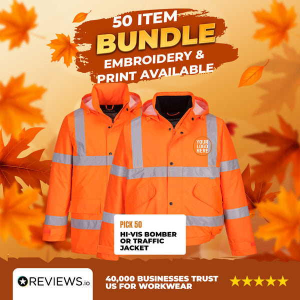 50x Printed Hi-Vis Bomber/Traffic Jacket Bundle