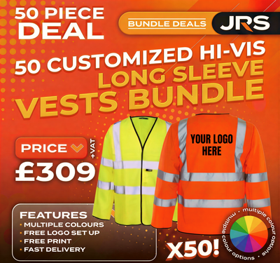 50x Long Sleeve Printed Hi-Vis Vest Bundle