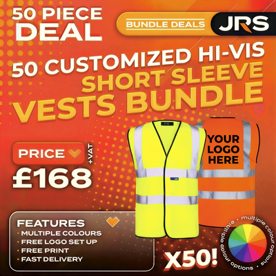 50x Short Sleeve Printed Hi-Vis Vest Bundle