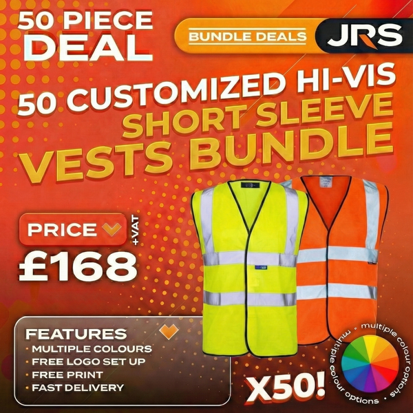 50x Short Sleeve Printed Hi-Vis Vest Bundle