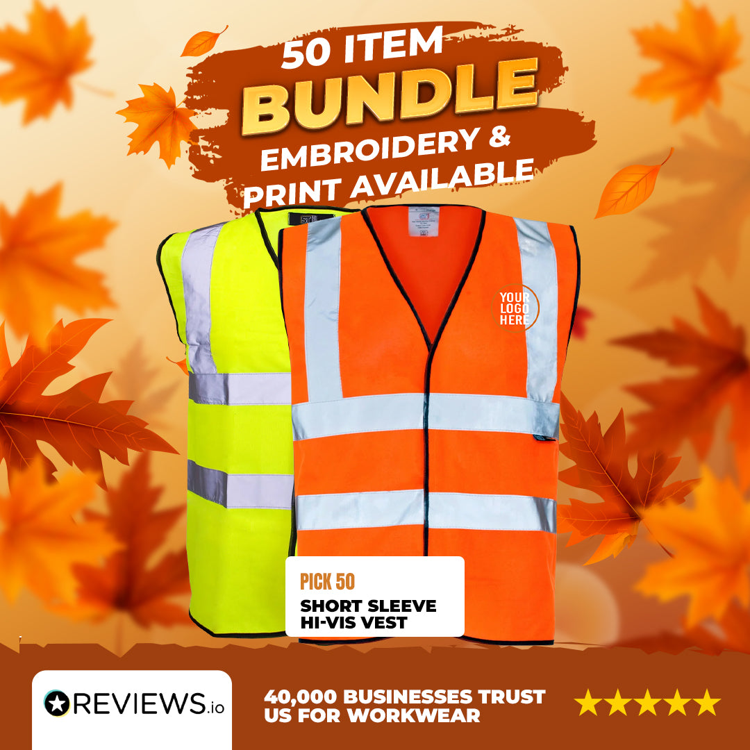 50x Short Sleeve Printed Hi-Vis Vest Bundle