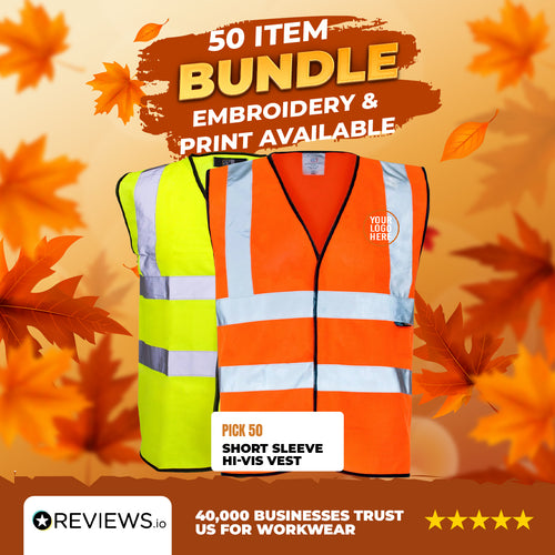 50x Short Sleeve Printed Hi-Vis Vest Bundle