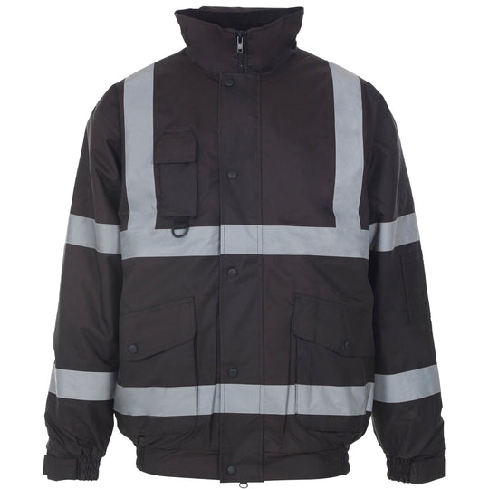 A protective Supertouch Security Bomber Jacket With Tape, suitable for various work environments.