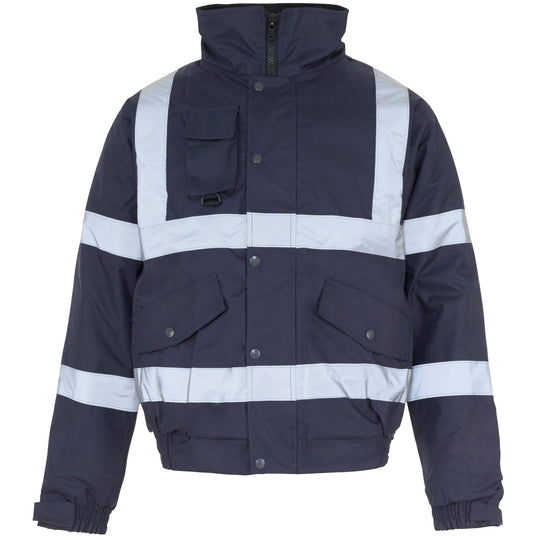 A protective Supertouch Security Bomber Jacket With Tape, suitable for various work environments.