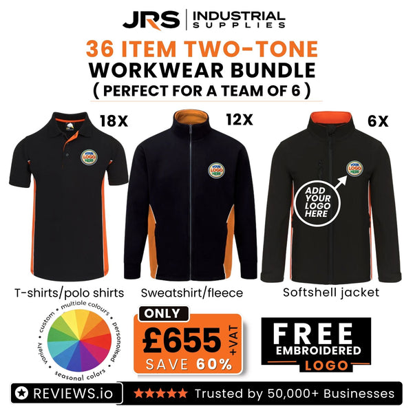 36 Item Two Tone Workwear Bundle with Free Logo (Perfect for a Team of 6)