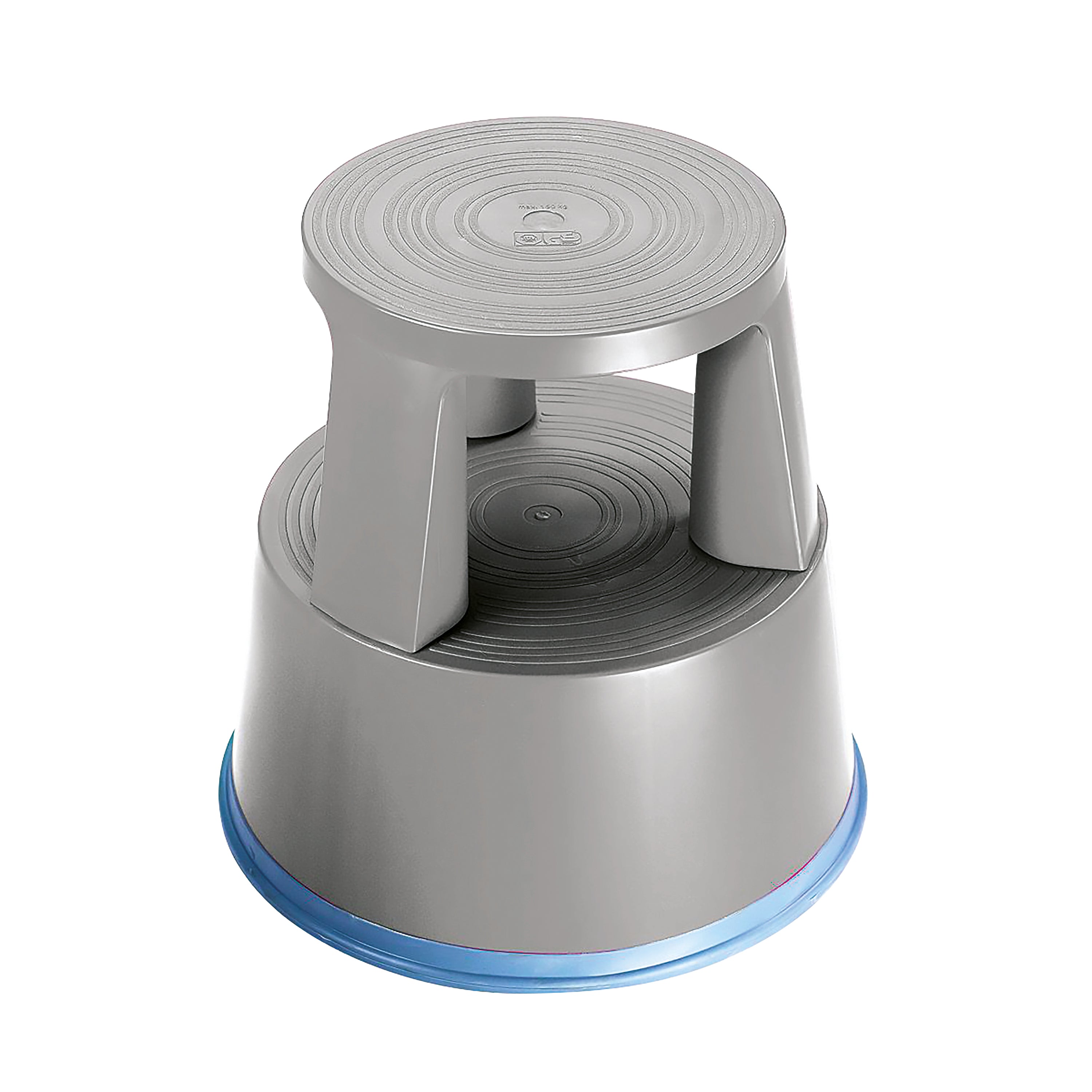 A light grey 2Work plastic step stool with a non-slip rubber base.
