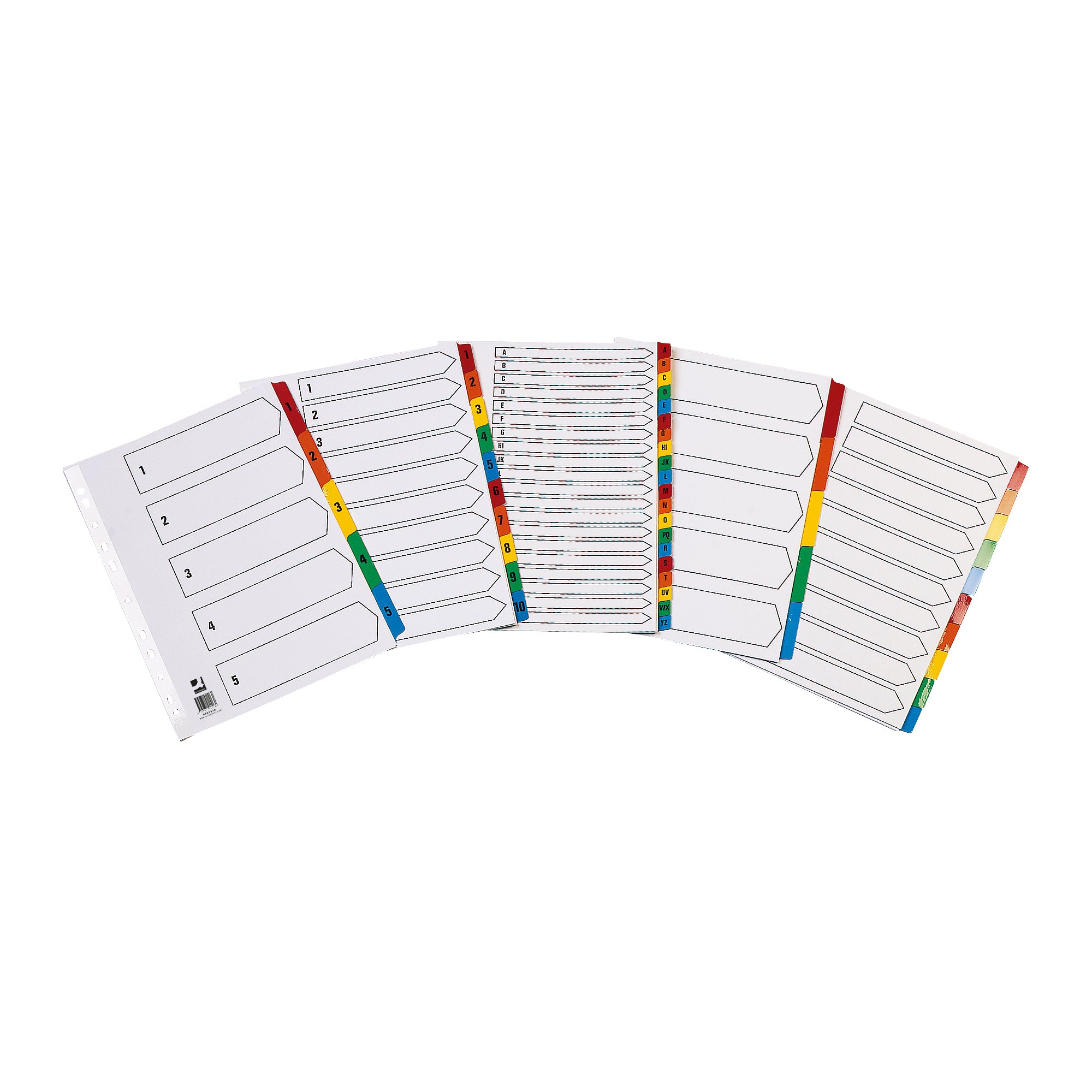 Q-Connect 1-5 Index Multi-punched Reinforced Board Multi-Colour Number