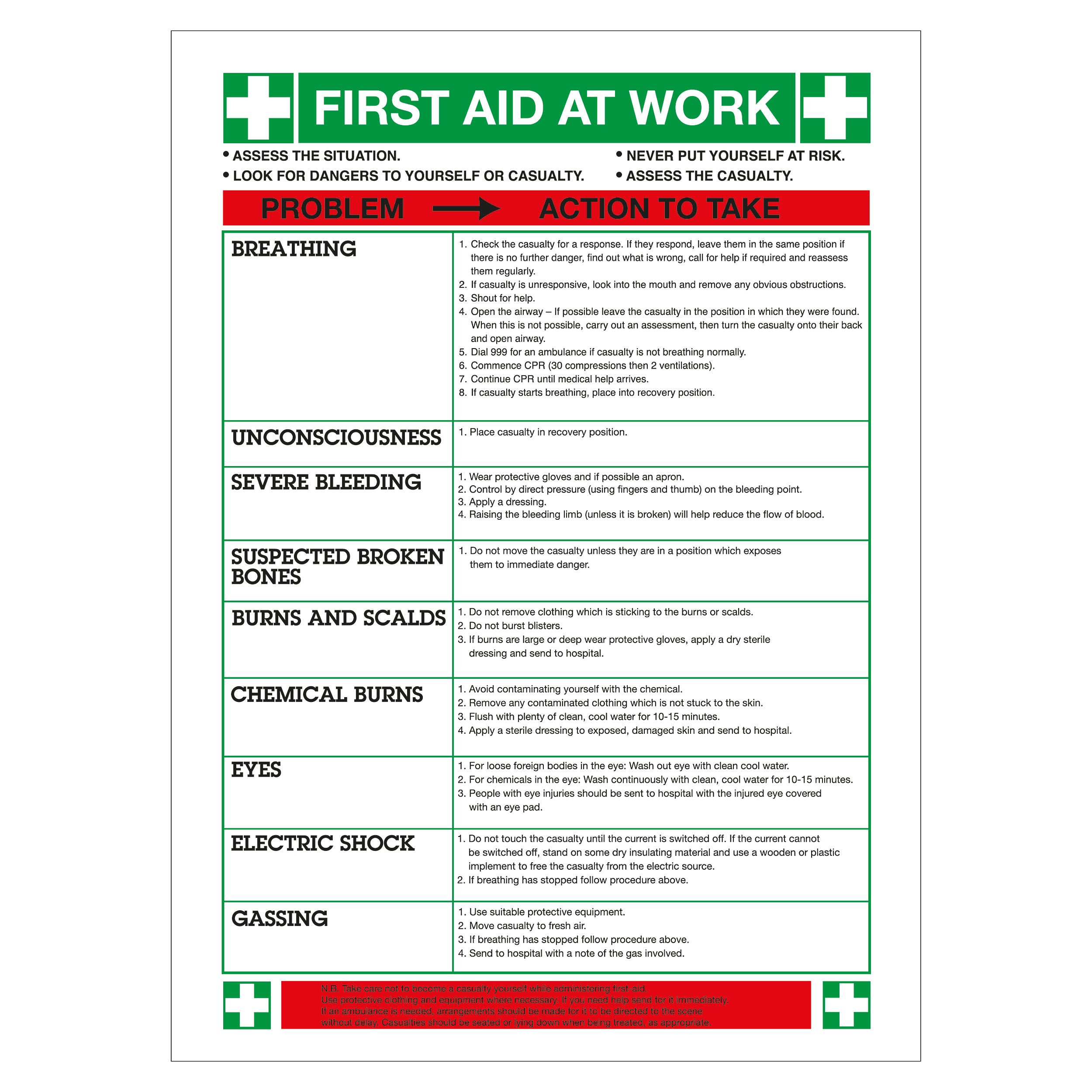 Signs and Labels Safety Sign First Aid At Work 420x590mm Wc61