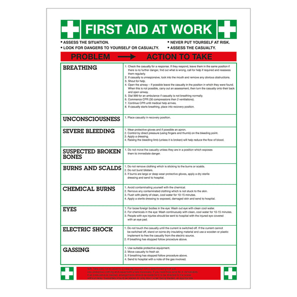 Signs and Labels Safety Sign First Aid At Work 420x590mm Wc61