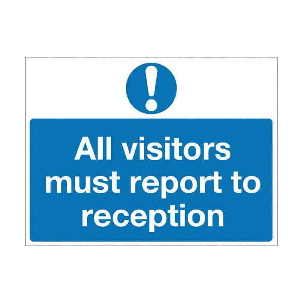 Signs and Labels Safety Sign 450x600mm All Visitors Must Report To Reception Pvc M78ar