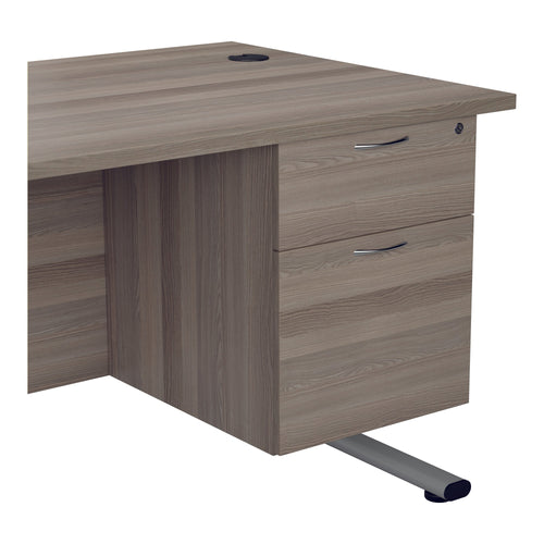 Jemini 2 Drawer Fixed Pedestal 404x655x495mm Grey Oak Kf74413